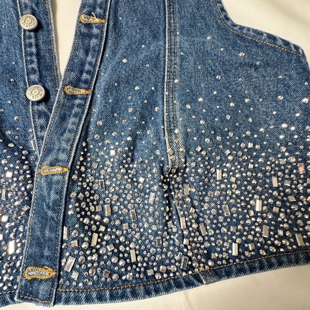 MILK IT Embellished Blue Denim Genie Top (Size 16) - Picture 4 of 9